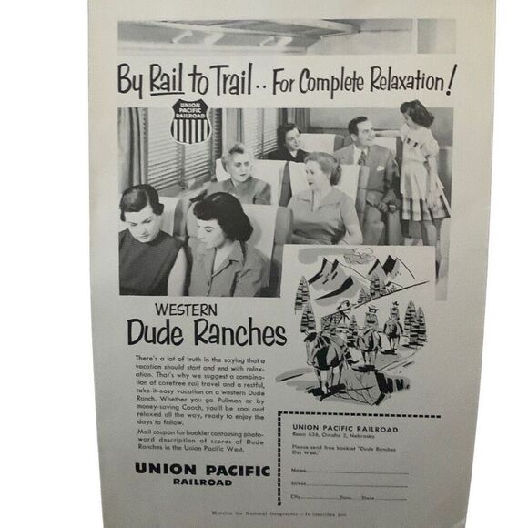 Vintage 1953 Union Pacific Rail to Trail Ad Advertisement - Picture 3 of 4